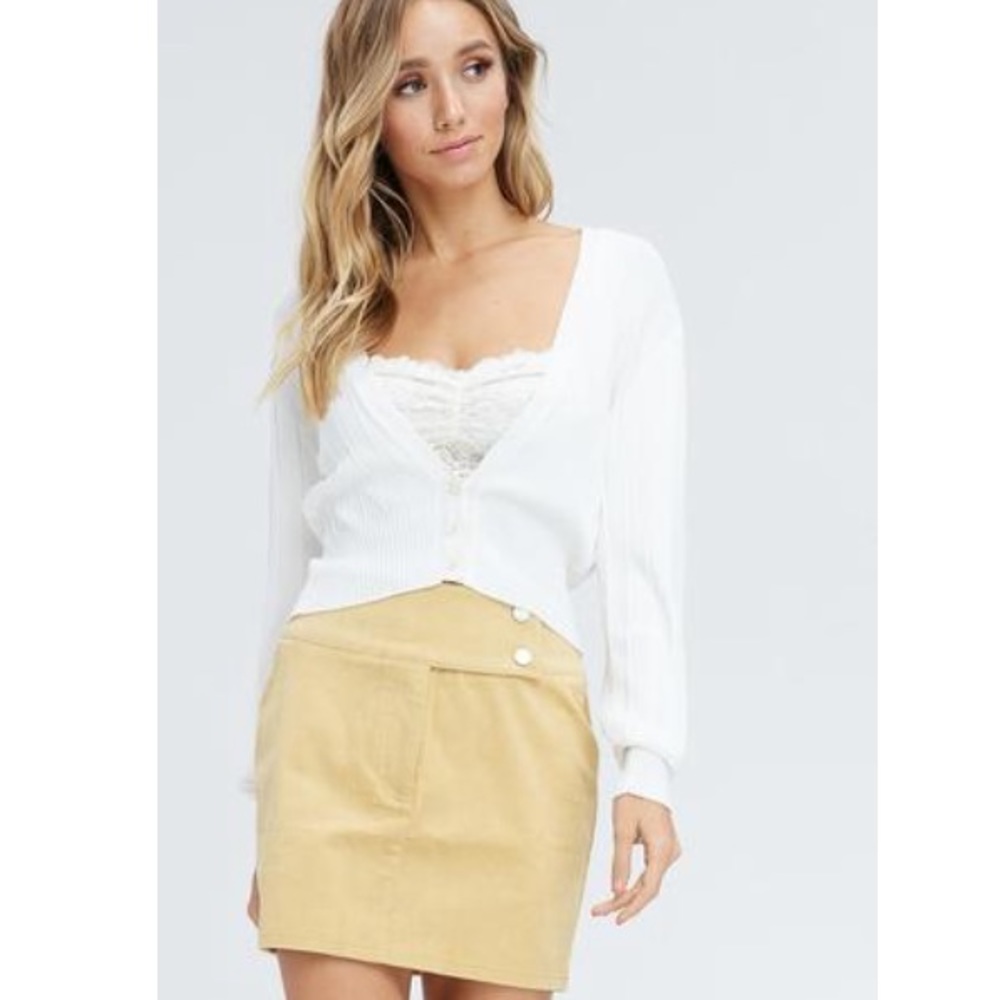 Cropped White Cardigan Medium NWOTs